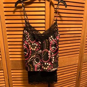 Design 6 Black, Pink, Beige & White Camisole with Lace Trim